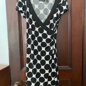 INC International Concepts Black and White Circle Print Midi Dress